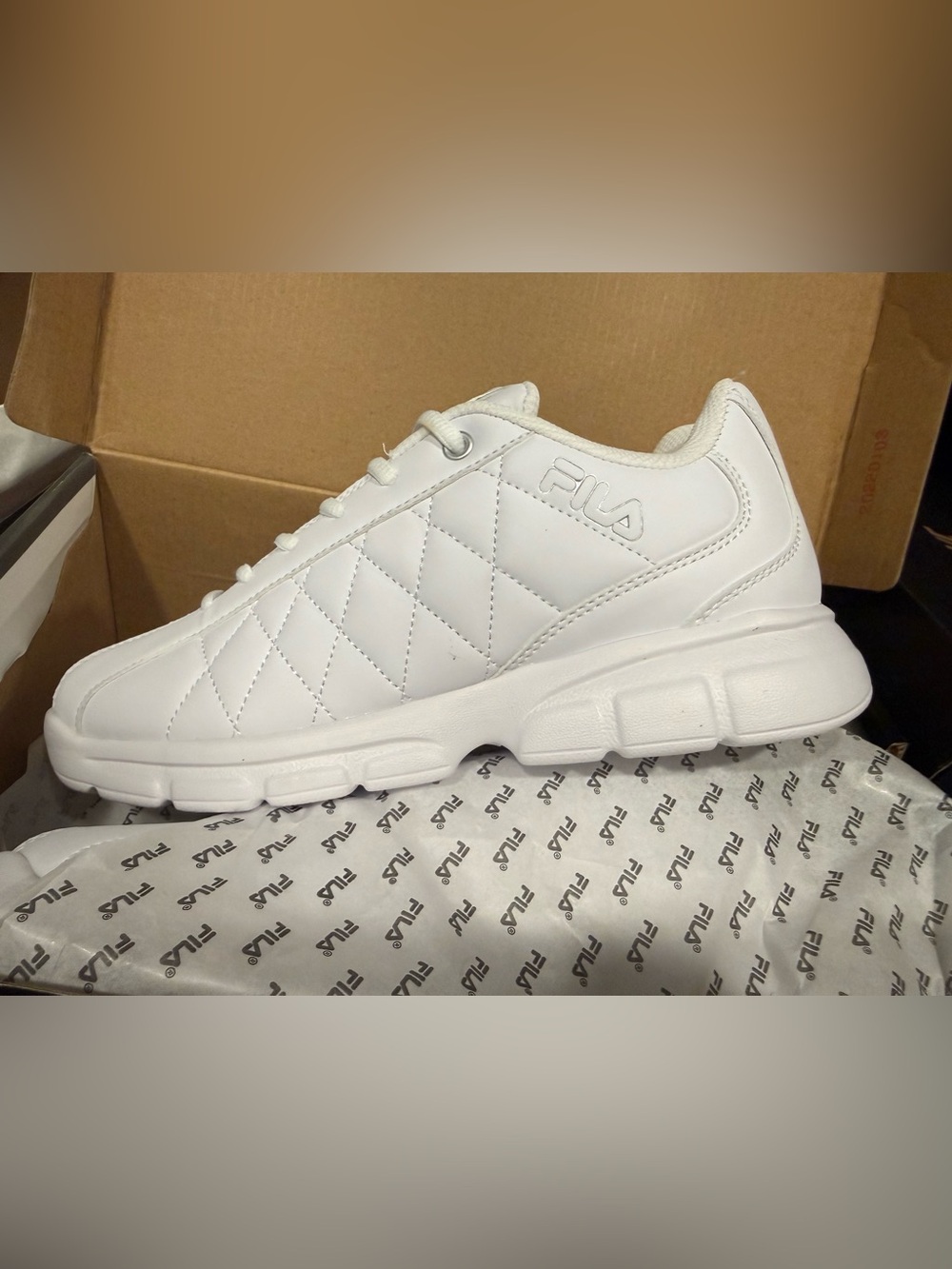Fila White Quilted Low-Top Sneaker